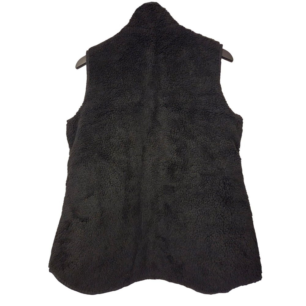 Old Navy‎ Mens Black Sherpa Fleece Vest Mock Neck Full Zip Sleeveless Jacket L